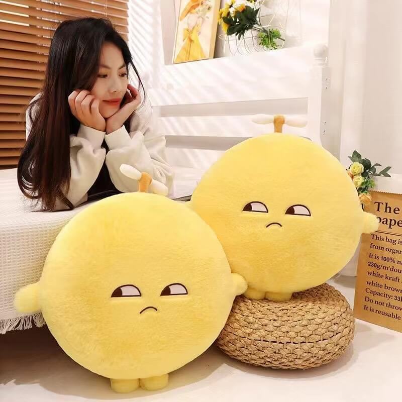 50cm round Yellow Lemon Boy Plush Stuffed Pillow 50cm Fruit Seat Cushion with Arms Legs Disdainful Emotion Plushie Sofa Chair pillows cushions Decor Φ 50cm Gift