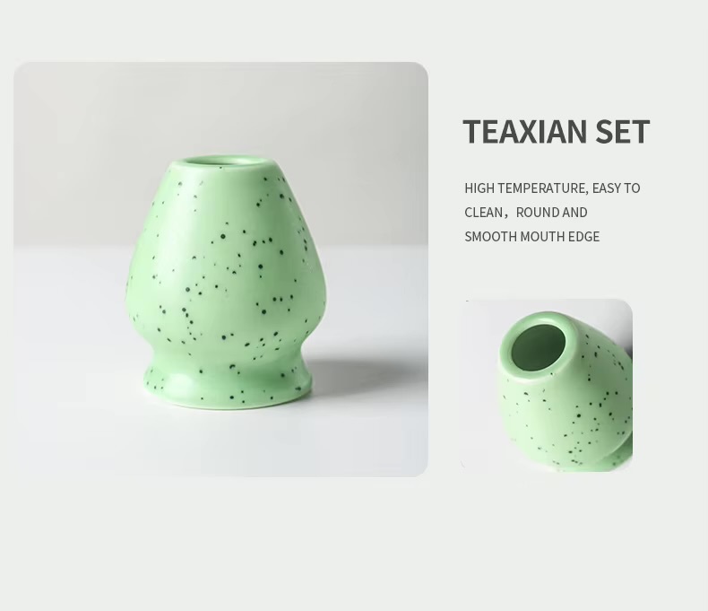 4-8pcs/set Ceramic Matcha Set Tea Bowl Traditional Japanese Tea Making Tools matcha tea-set tea whisk bamboo matcha brush sets in light green