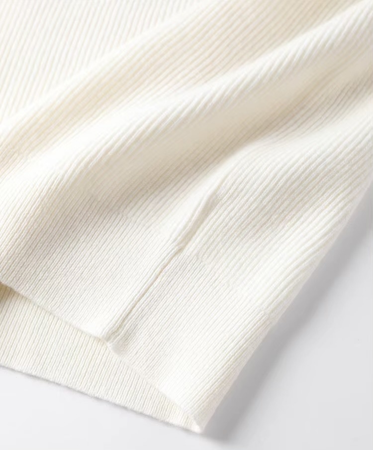 Women’s woman womens petite-, tall-, plus-, size Light Luxury High-Quality long semi-transparent see-through sleeves with adjustable latch button band cuffs v-neck rib-pleated ribbed sweater tops sweaters in white color