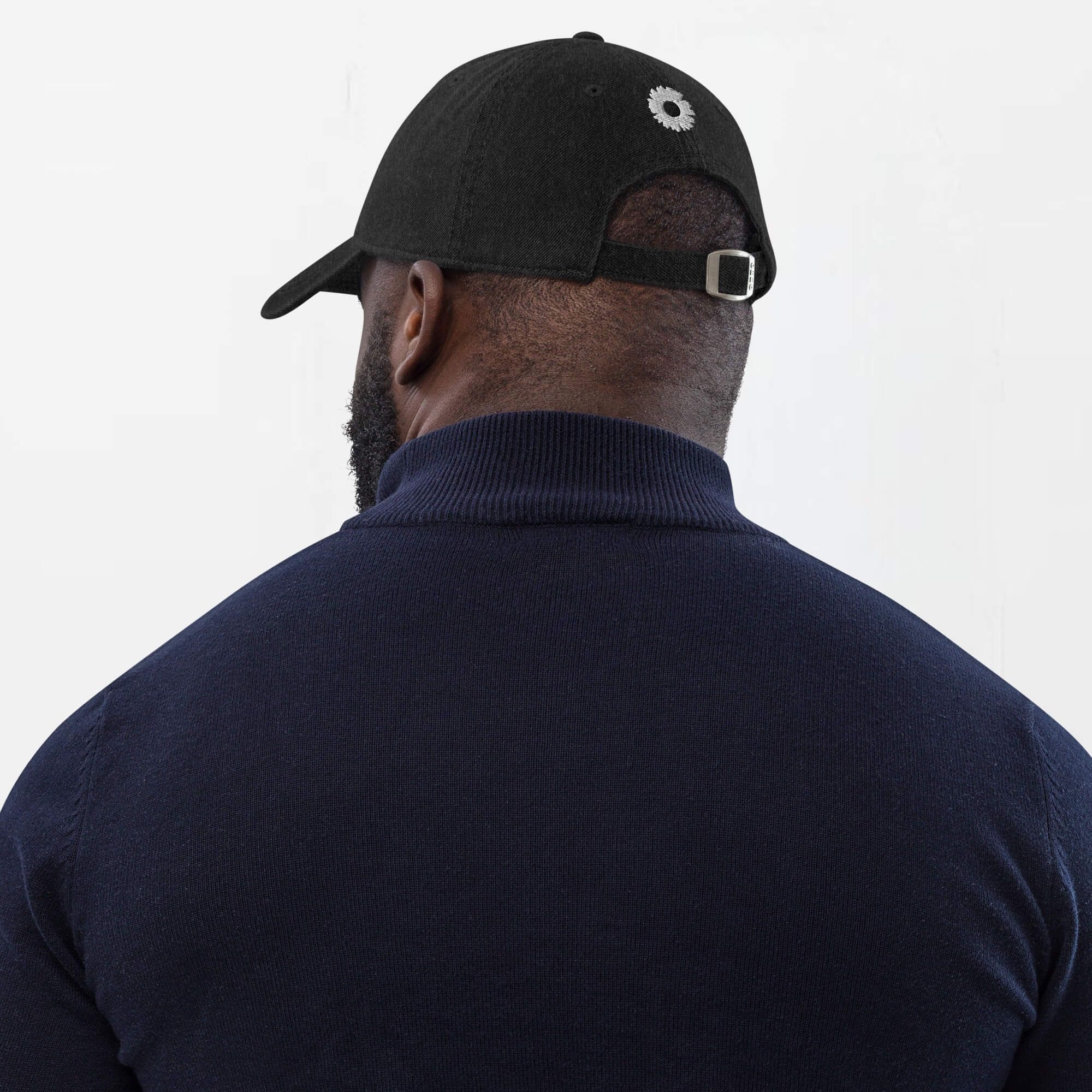 Daisy Denim Hat  Dad hat Genderful 100% cotton washed floral embroidery fashion unisex anywear mens women's everyday wear adjustable strap caps Hats for Man Woman in black with white design men’s womens flowers baseball cap headwear