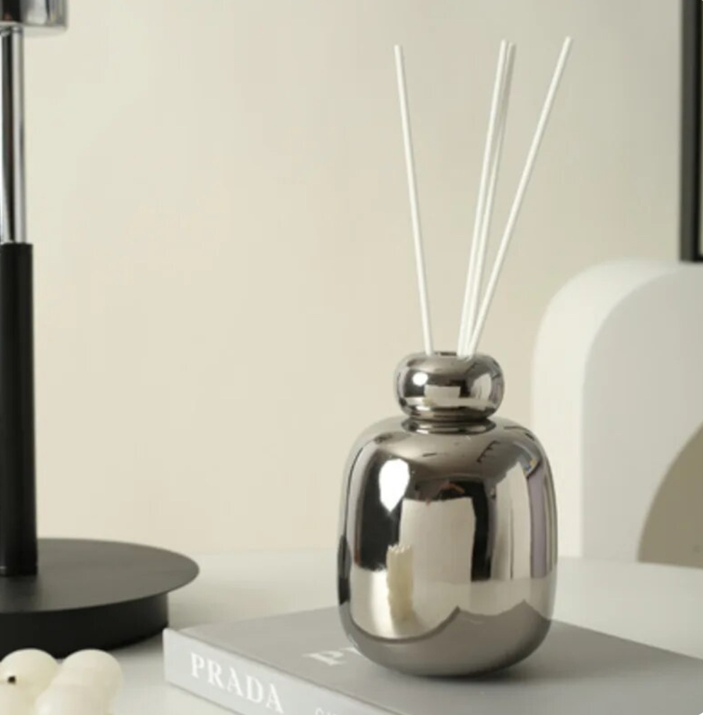 Aroma Diffuser Bottle with Sticks silver   Room Decor Home Empty Room Fragrance Perfume Diffusers Stick Bottles