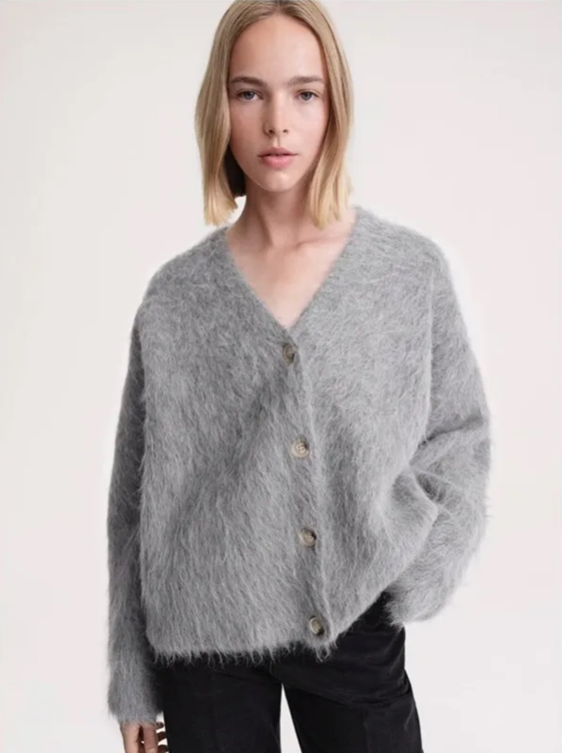 Cosy Knit Cardigan Women's Autumn Winter Spring Leisure Commuter Workwear Single Breasted V-neck Long Sleeves Knitted womens Sweaters Cardigans for woman in trend Gray grey