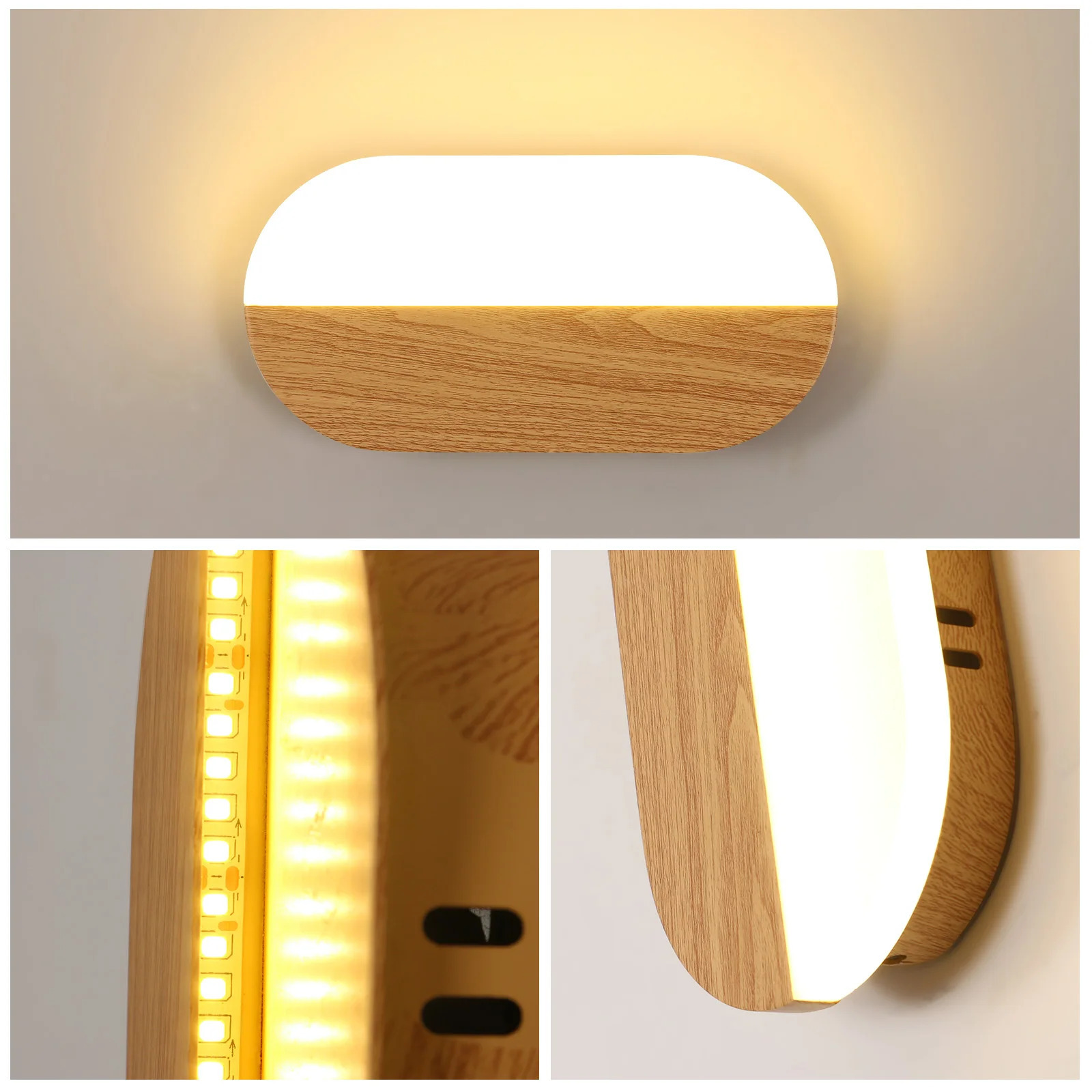 Modern Wall Lights Wooden Wall Sconce Wall Mount for Living Room Bedroom Bedside Hallway entryway entrance foyer (Wood color) Warm Light 3000K lighting