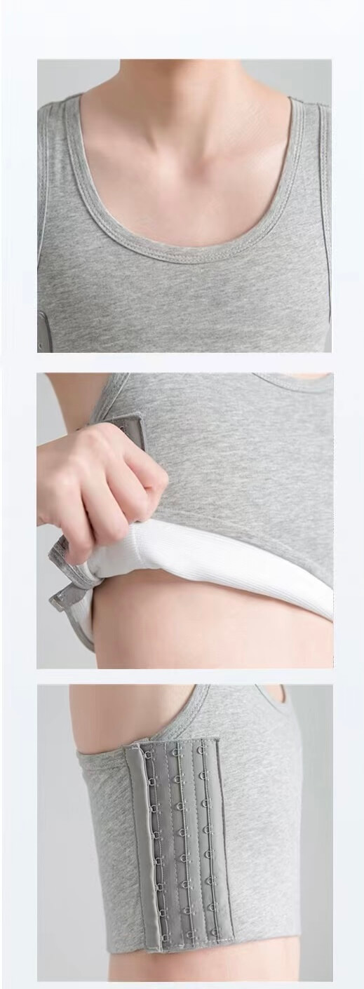 Breast Binder  Genderful Women’s Buckle Short Chest Casual Tran Top Breathable Bra Tops Casual Vest Shapers for Woman in Gray