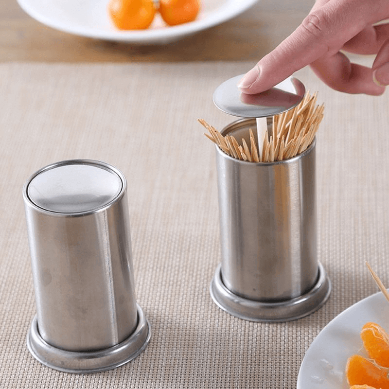 Stainless Steel Retractable Automatic Toothpick Dispenser Holder toothpicks storage containers for Home Hotels Restaurants