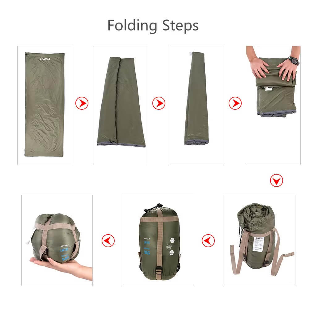 Sleeping Bag    190 * 75cm Outdoor envelope camping travel hiking multifunction ultra-light bags 680g in army green LIXADA mi festival gig gear
