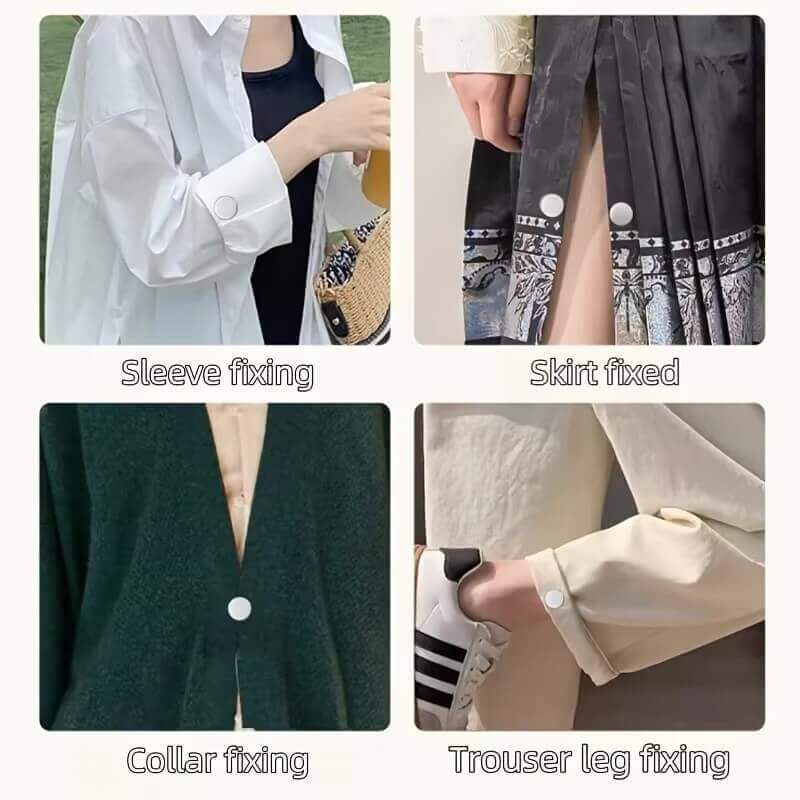 Seamless Spiral Buckle Clip Cuff Fastener for Fashion Buttons on Sweaters Collars Fixing Clip Avoid Wardrobe Malfunction 2-Piece set in silver color