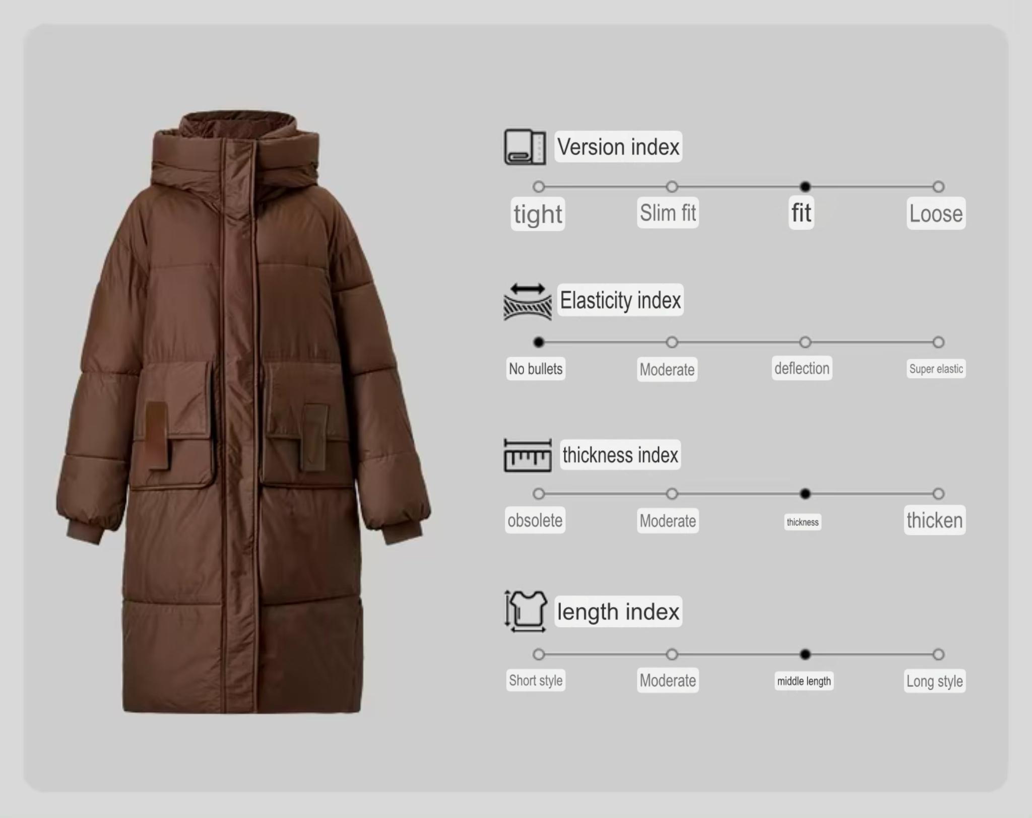 Big Puff Coat     Women’s Winter thick straight hooded geometric cotton quilted parkas solid oversized long sleeves button-up zipper snap button close flap latch seal patch pockets cotton coat for woman in brown Casual mid-length outwear tall-, plus-, size puffer jackets Outerwear coats Female outwear #W44M57388