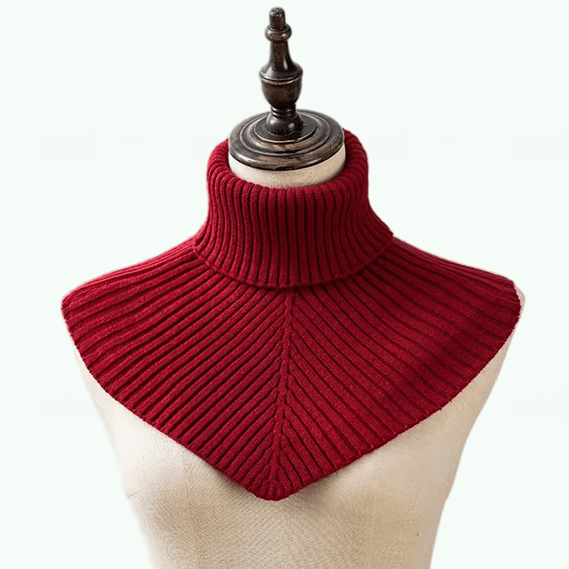 Women’s Ribbed turtleneck cotton knitted fake collar scarf for woman in Red Womens warm neck warmer Detachable winter windproof Scarfs scarves 36*28cm