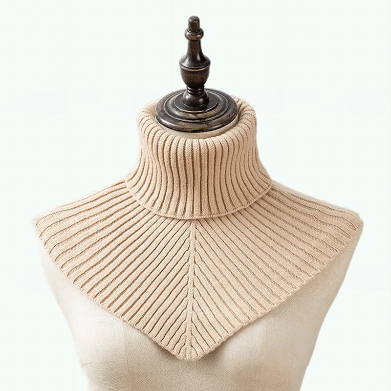Women’s Ribbed turtleneck cotton knitted fake collar scarf for woman in Beige Cream, Womens warm neck warmer Detachable winter windproof Scarfs scarves 36*28cm