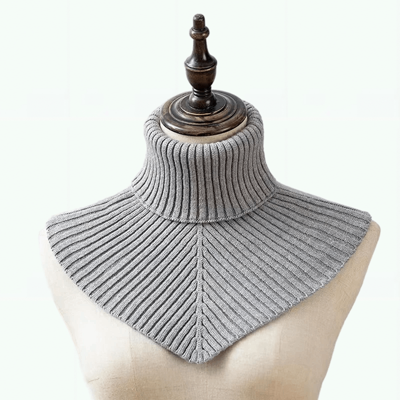 Women’s Ribbed turtleneck cotton knitted fake collar scarf for woman in light Gray grey, Womens warm neck warmer Detachable winter windproof Scarfs scarves 36*28cm