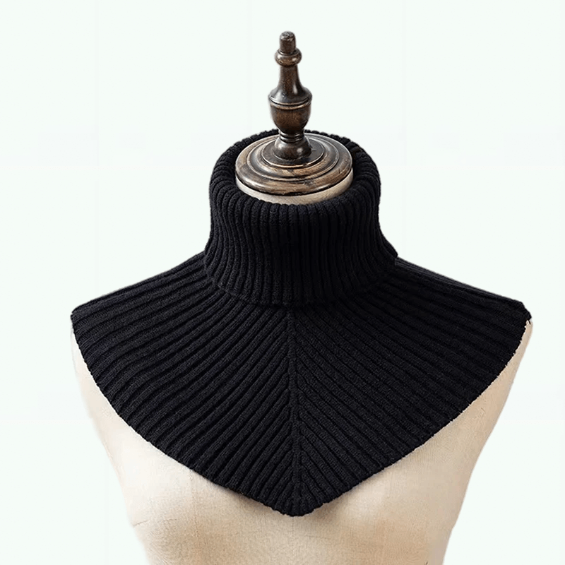 Women’s Ribbed turtleneck cotton knitted fake collar scarf for woman in Black, Womens warm neck warmer Detachable winter windproof Scarfs scarves 36*28cm