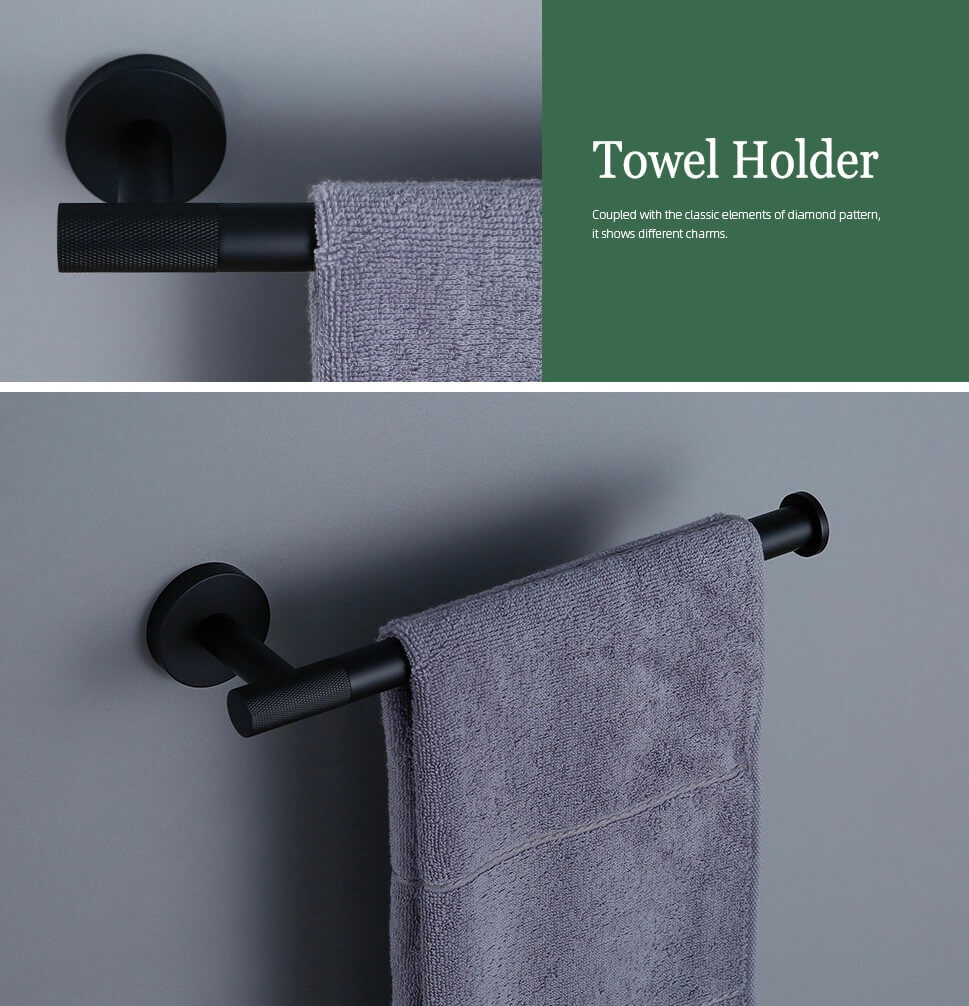 Modern Flat-End Matte Black Wall-Mounted Towel Bar  Office home Bathroom Shower bath bars