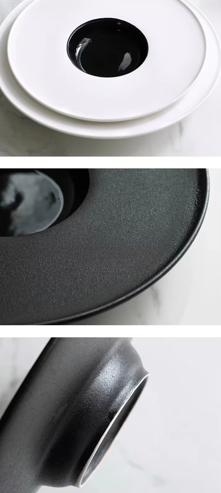 Straw Hat Plate Ceramic Molecular dinner Thick Soup Dish Dessert Dim Sum Dish Pasta Plate Serving Plate Simple Dining Tableware Dinnerware in white  Black