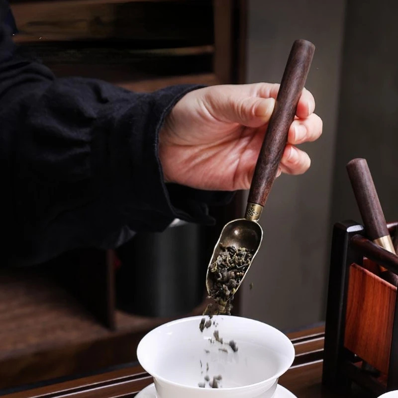 Tea Art Six Gentlemen Set Ebony Rosewood Tea Caddy Spoons Cups Forks Kung Fu Tea Tools Accessories wooden tea ceremony 6-Piece sets