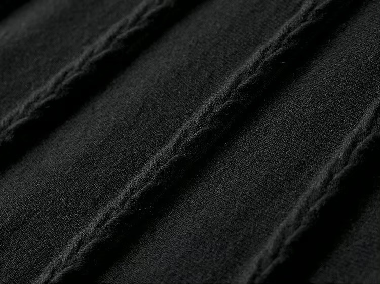 Classic Midi Skirt black      Women&rsquo;s vintage viscose blend knitted elegant pleated mid rise elastic waist solid simple A-line mid-calf midi-skirts for woman Fall Autumn Winter Spring womens fashion office lady wfh workwear style pleats  #W44Q57643