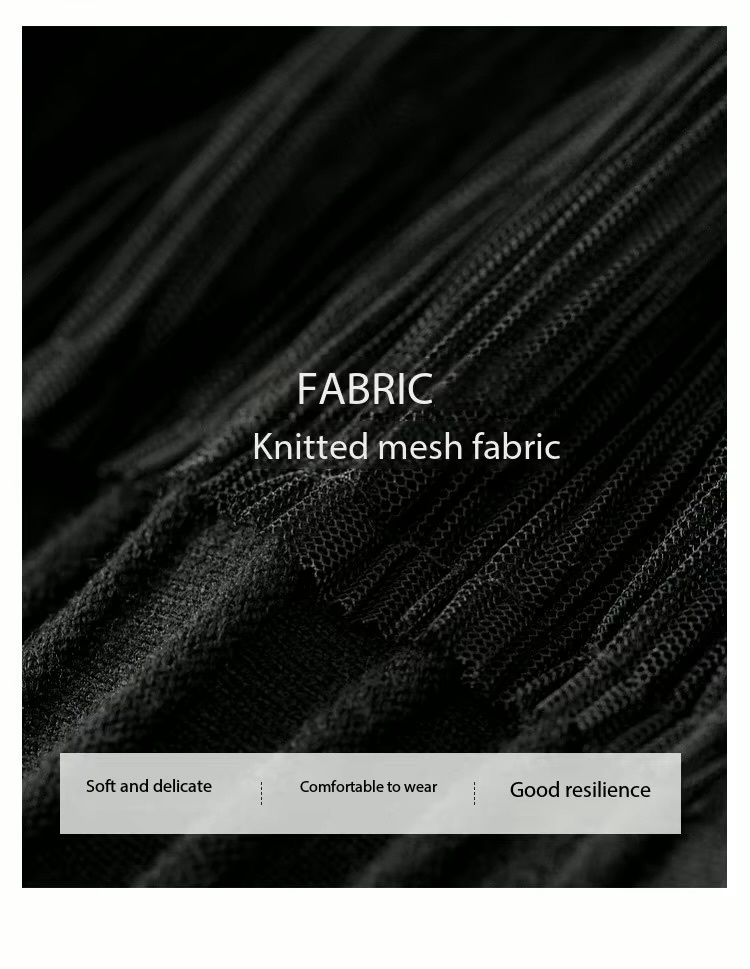 Cake Skirt      Women’s Elegant patchwork mesh gauze pleated detail A-line high rise waist natural waistline knitted regular fit for woman in black Fall Autumn Spring womens pleats folds mid-calf Skirts #W44Q57447