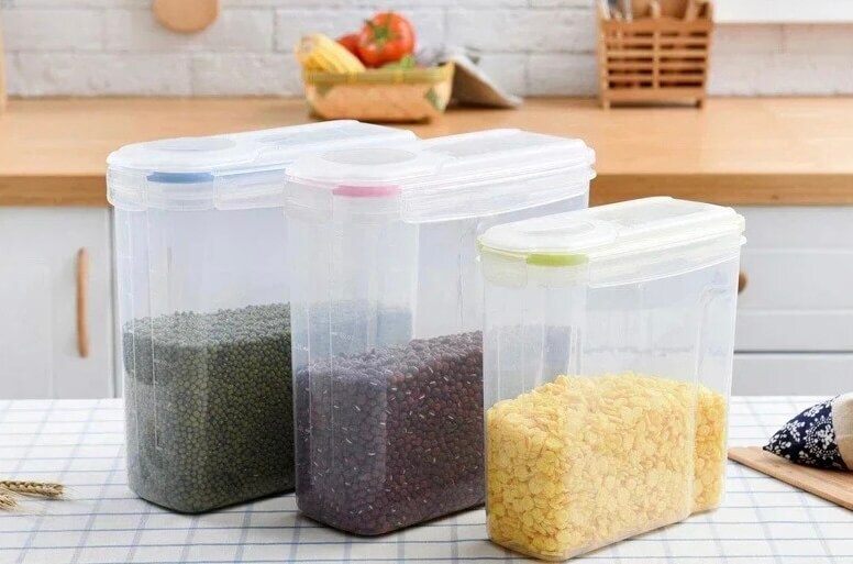 Cereal Storage Container 2.5/4L  Airtight Moisture-proof Insect Proof Rice Bucket Food Storage Box Plastic semi-Transparent Sealed Tank containers