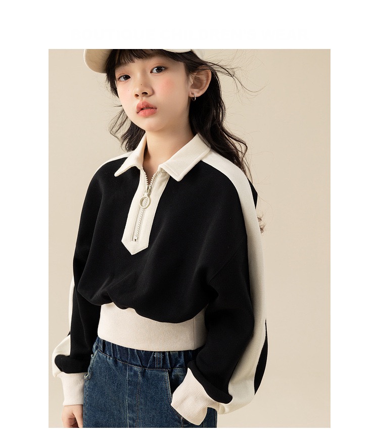 Sportswear Sweatshirt  Pullovers for Kids Spring Casual School Girls Fashion All-match 12 13 14 Years Children Clothes Teens Child’s Toddler Sweatshirts in Black white