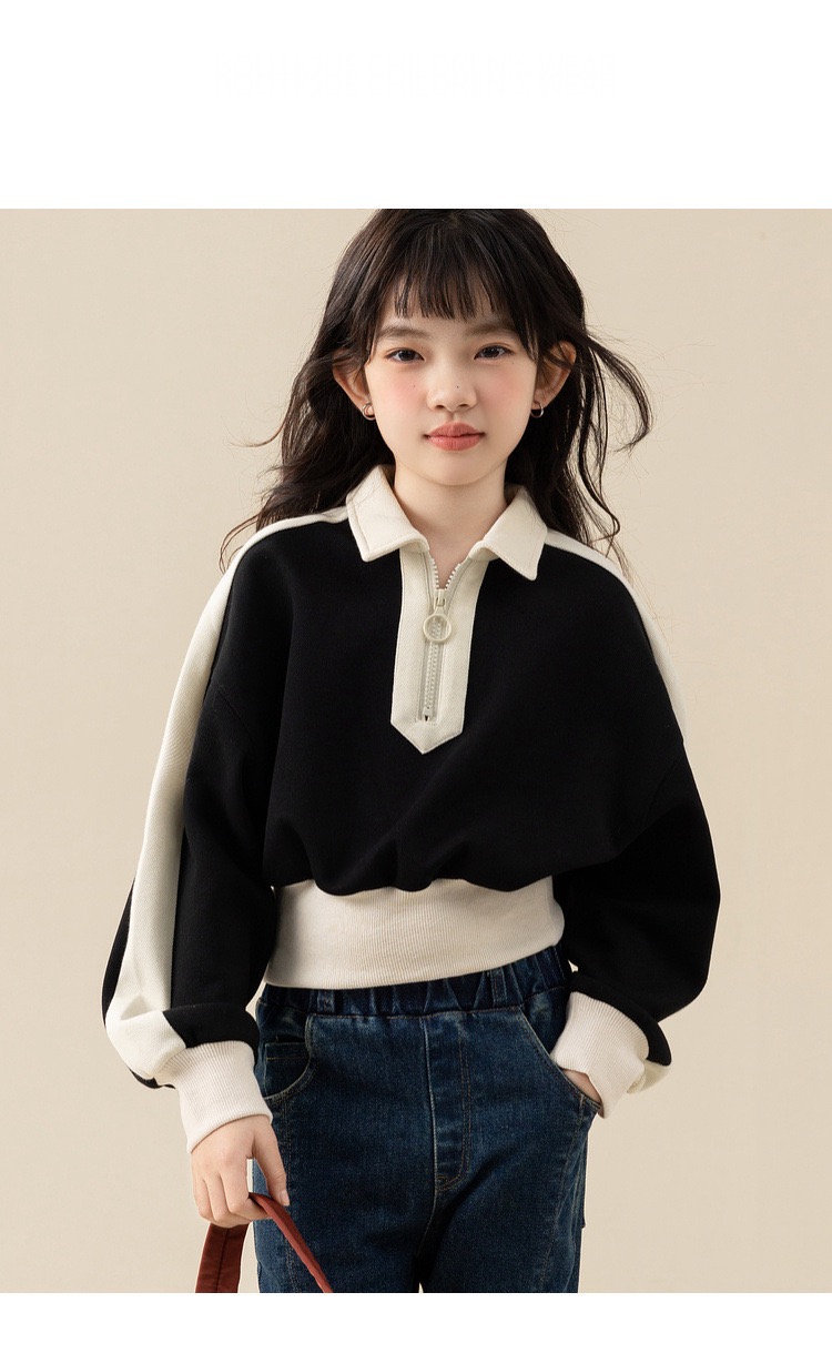 Sportswear Sweatshirt  Pullovers for Kids Spring Casual School Girls Fashion All-match 12 13 14 Years Children Clothes Teens Child’s Toddler Sweatshirts in Black white