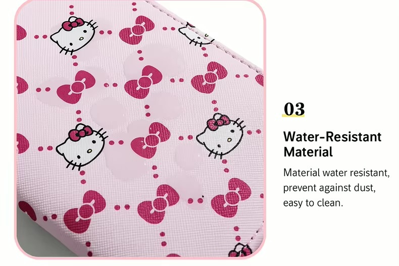 Anime Japanese Sanrio Hello Kitty holiday vacation getaway Plane Ticket, Credit Cards, and more storage Passport Holder wallet purse in pink with multi color
