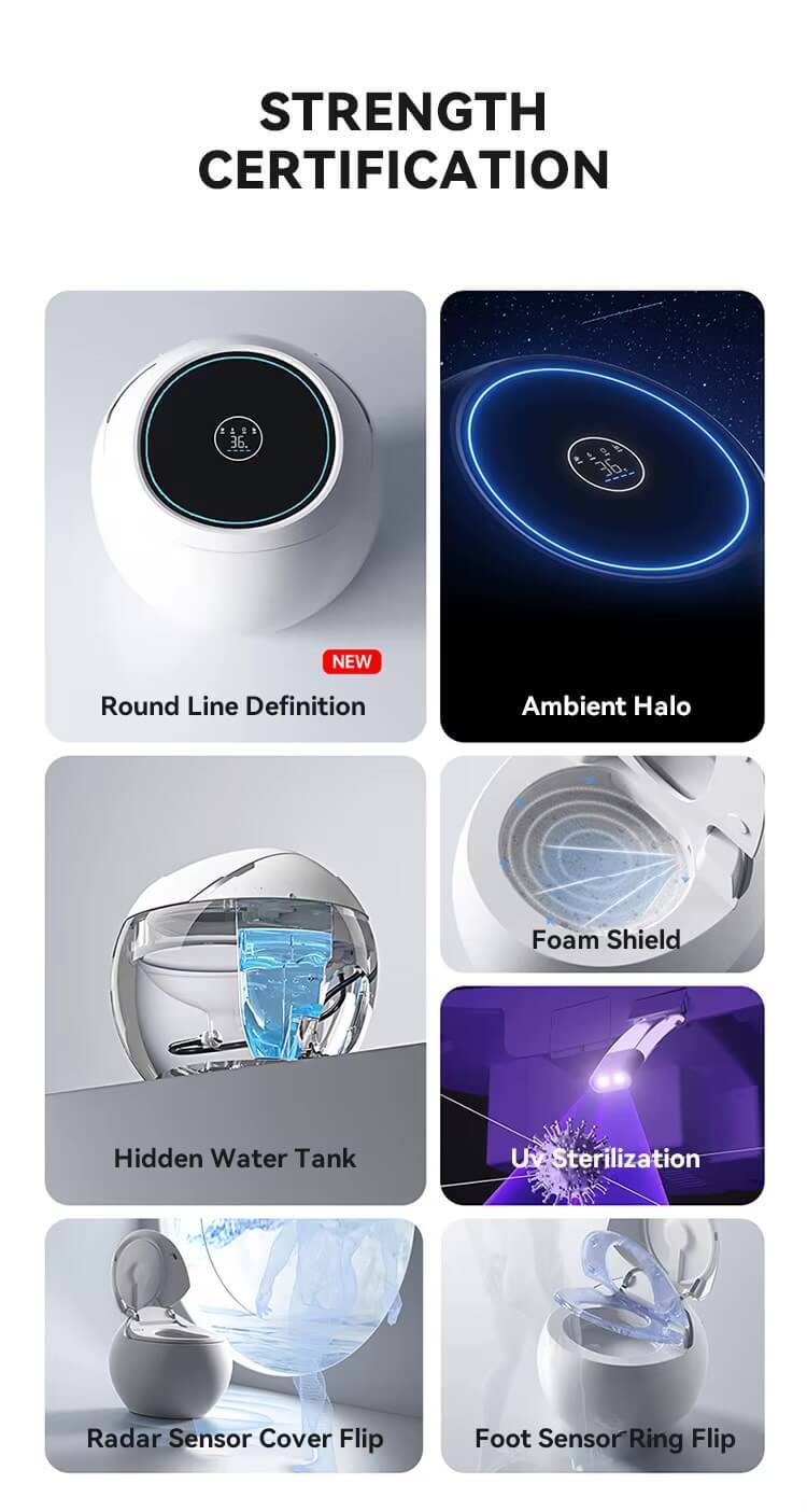 Smart Toilet     Egg shape design Intelligent automatic operation flushing toilet bowl WC ceramic Bathroom toilets in white