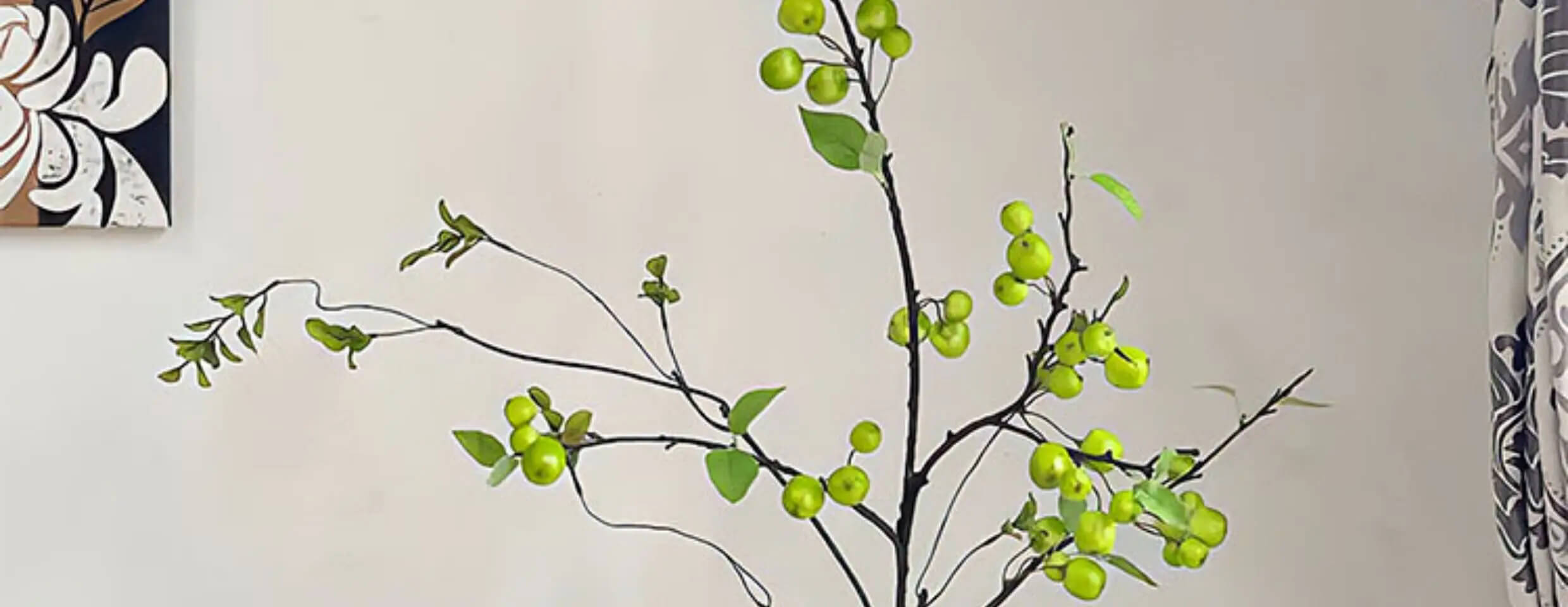 Large Belly Stem Simple Artistic Decorative green-, yellow-, red-, Apples, berry-,  Fruit Hotel Restaurant Desktop Decoration Ornaments Simulation green leaf, leaves, floral Flowers, Vase stems branches