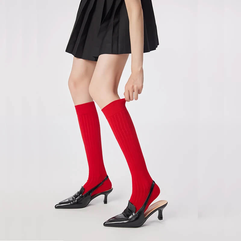 Women’s woman womens Spring red Mid-Calf Dress Stockings Youthfulness Fashionable Style Great for New Year Gifts, parties, work and Birth Celebrations Socks in striped red