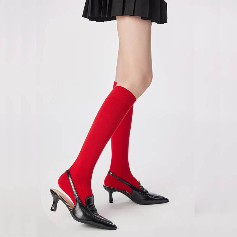 Women’s woman womens Spring red Mid-Calf Dress Stockings Youthfulness Fashionable Style Great for New Year Gifts, parties, work and Birth Celebrations Socks in solid red