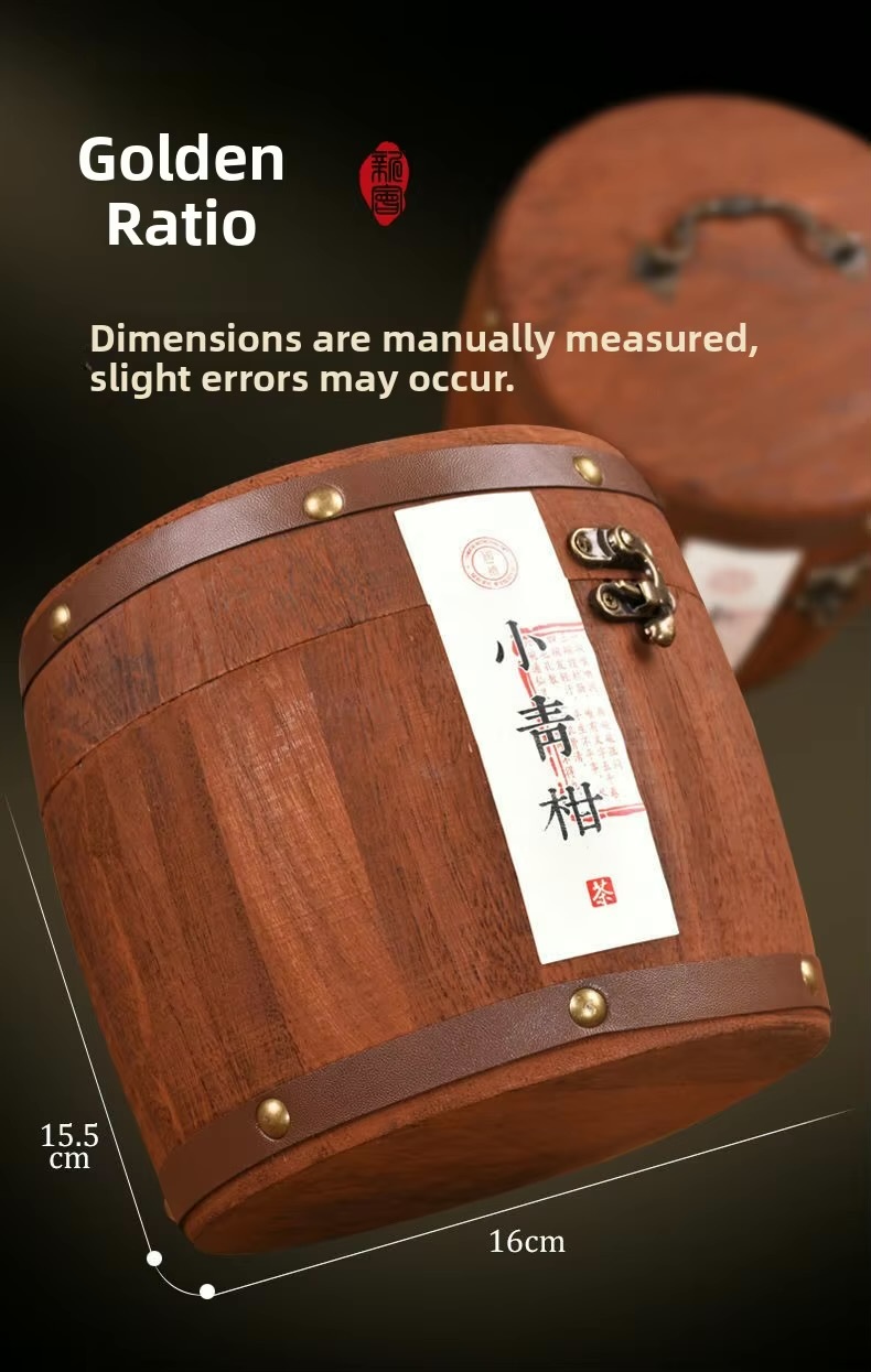 China Chinese Small Qingkan Pu'er Tea Leaves Xin Hui Court Wooden Barrel Gift Box 500g Tea Ceremony Decorative Festive Supplies