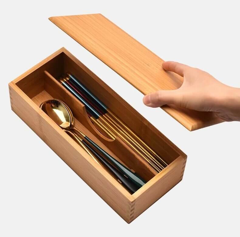 Japanese Flatware Box    Chopstick box with lid, hotel spoon, fork, cutlery storage boxes, kitchen supplies compartment baskets