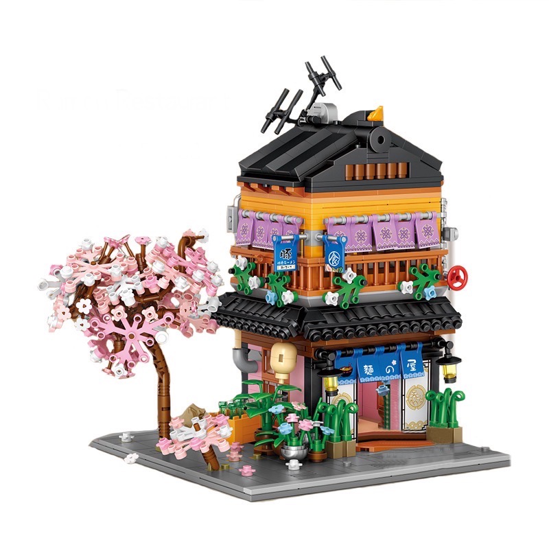 Japanese Ramen Restaurant Fruit Stall 1134-Piece Building Block Mini Sets City Street View Retro Bricks Birthday Japan Souvenir Crafts Toys Kids Gifts