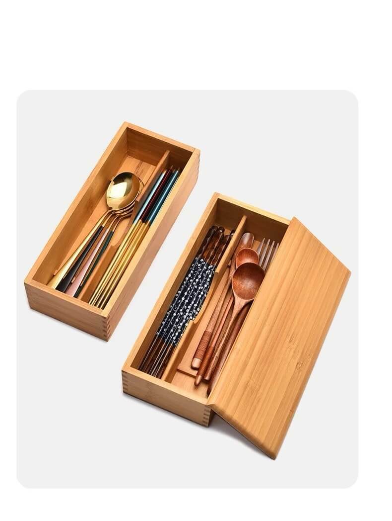 Japanese Flatware Box    Chopstick box with lid, hotel spoon, fork, cutlery storage boxes, kitchen supplies compartment baskets