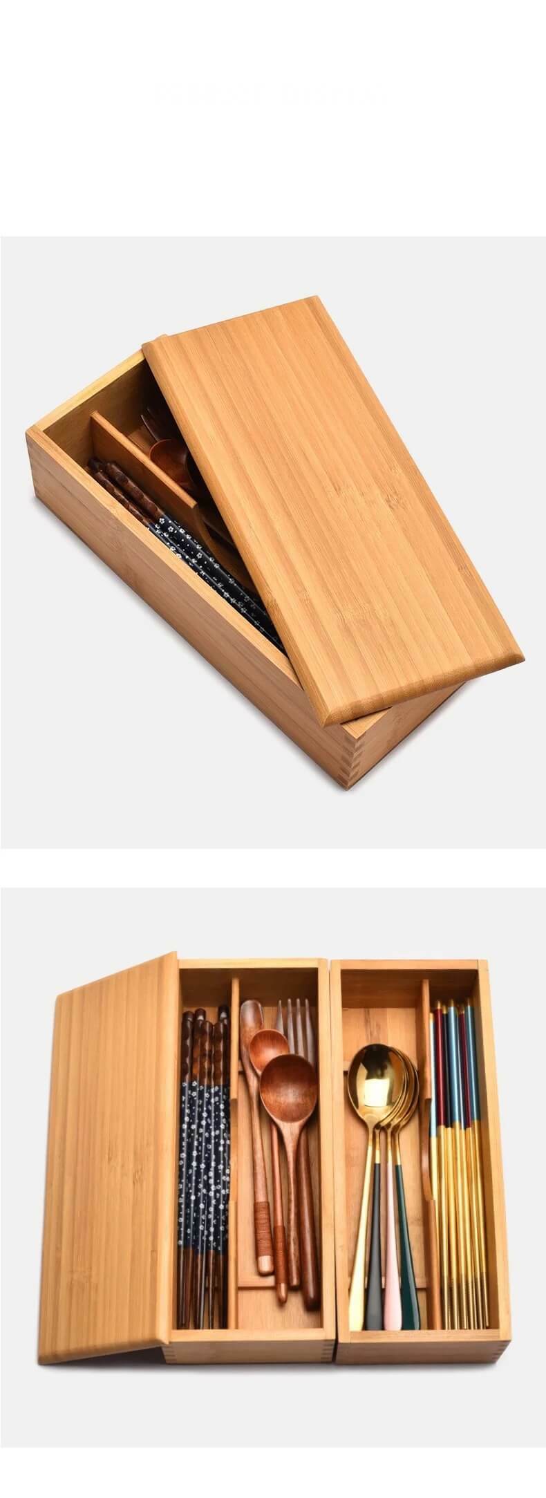 Japanese Flatware Box    Chopstick box with lid, hotel spoon, fork, cutlery storage boxes, kitchen supplies compartment baskets