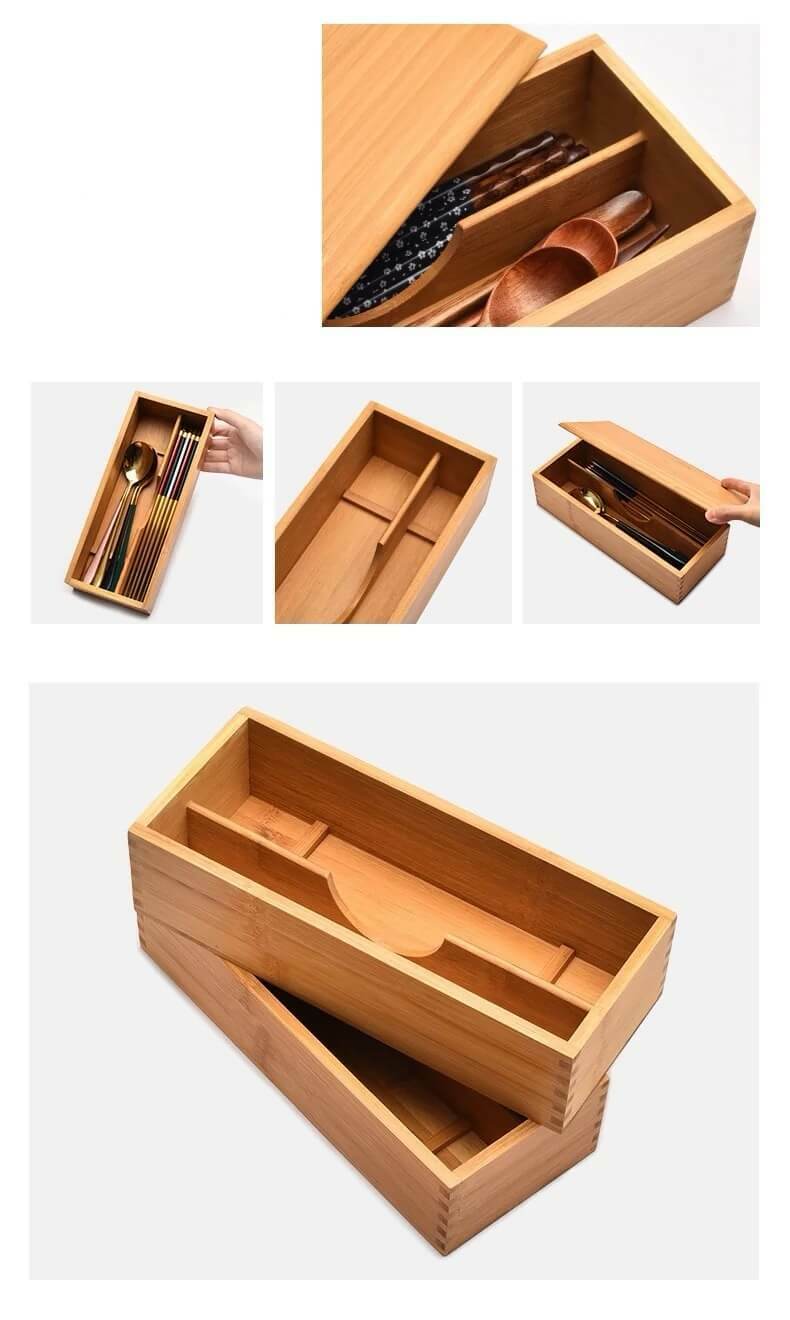 Japanese Flatware Box    Chopstick box with lid, hotel spoon, fork, cutlery storage boxes, kitchen supplies compartment baskets