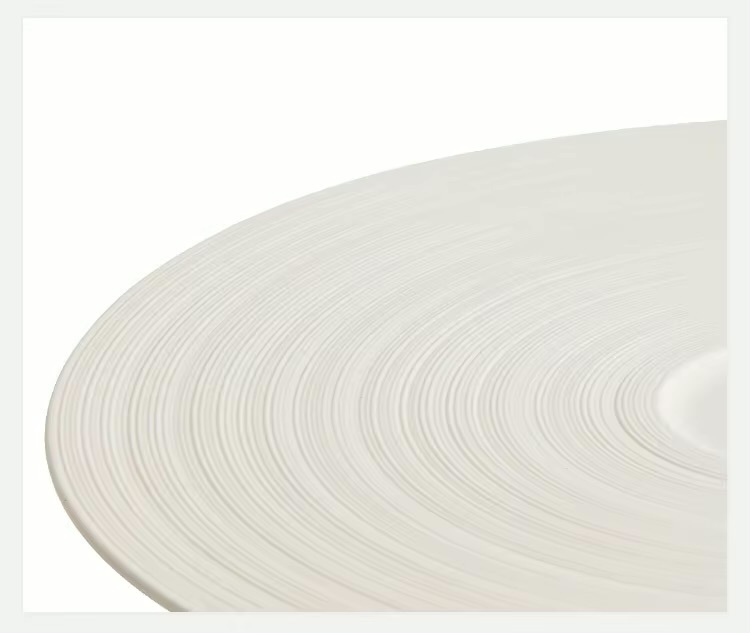 Ceramic Disc Dessert Snack Sushi Dish Serving Plate Three Legged Line Patterned Dining Plates Restaurant Simple Dining Tableware Dinnerware in white ripple pattern design