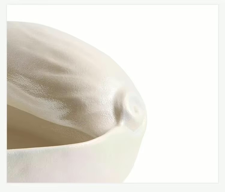 Conch Ceramic Dry Ice Dish Restaurant Creative Seafood Display Plate Salmon Sashime Dishes Molecular Cuisine Featured Restaurant Simple Dining Tableware Dinnerware in white ripple pattern design