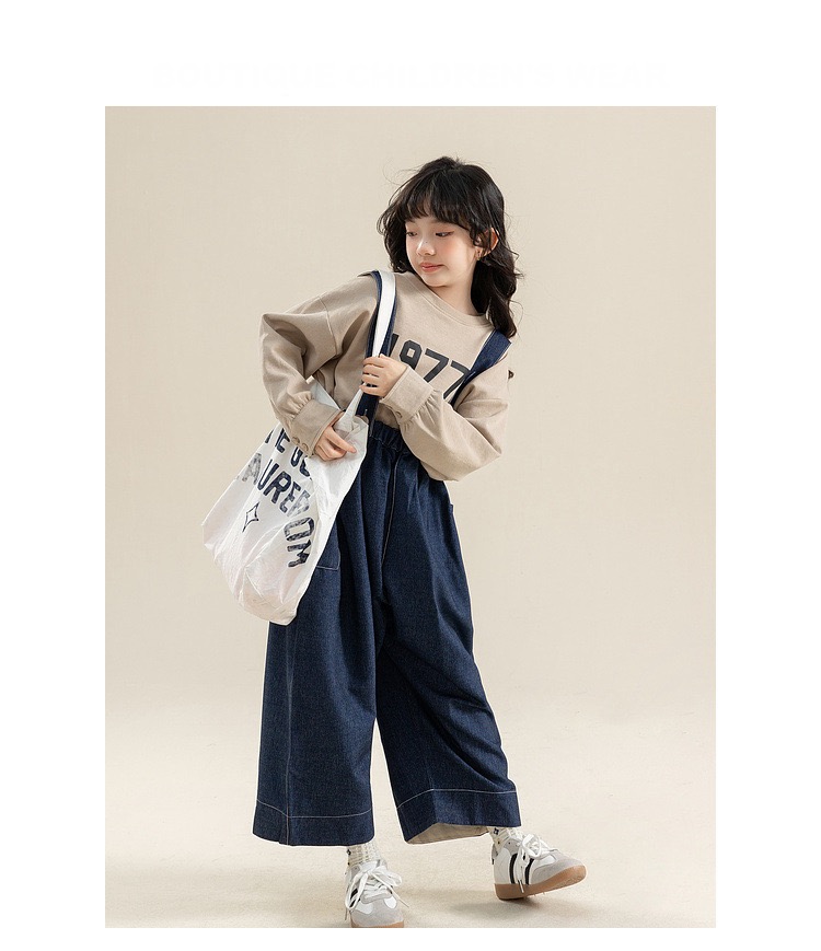 Denim Overalls  Teenager Girls Romper Jumpsuit Fashion Dark Navy Blue Loose Casual Squareneck School Kids Jumpsuit Elastic Waist Spring Children Rompers Jumpsuits Pants 12 13 14 Years Child’s Dungarees