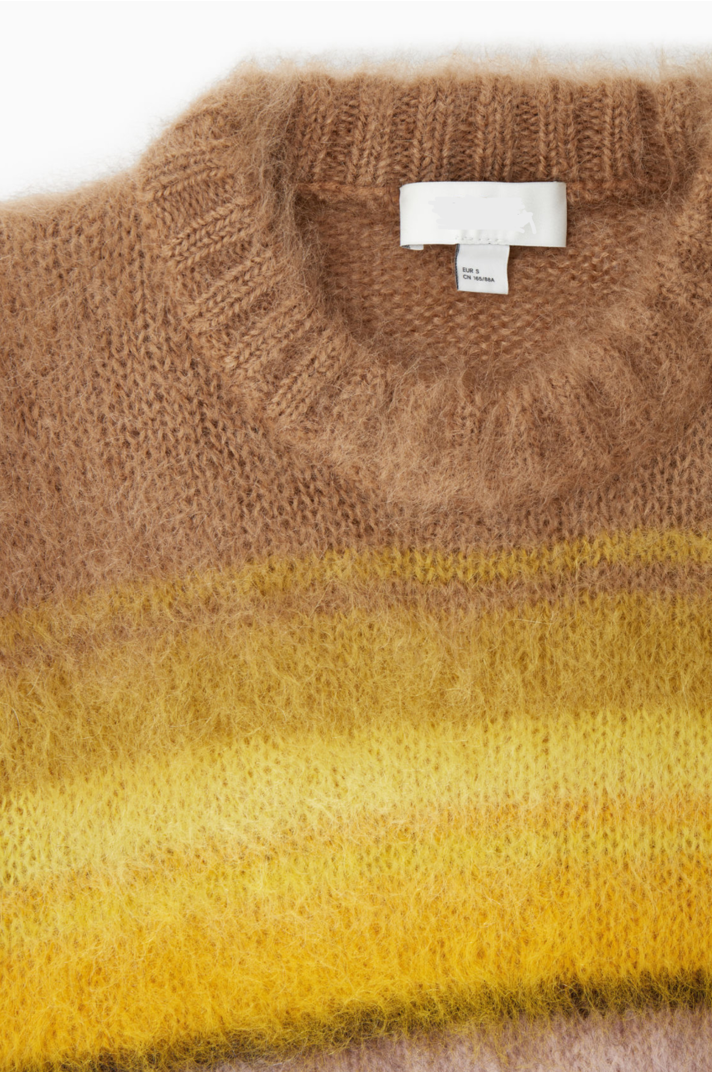 Chunky Crewneck Sweater  Women's Fall Winter Round O-Neck RMS Organic Mohair Blend Pullover Loose Casual Fashion Oversized womens Tops Y2k Goth Jumper petite size Sweaters for woman in multicolor yellow brown striped