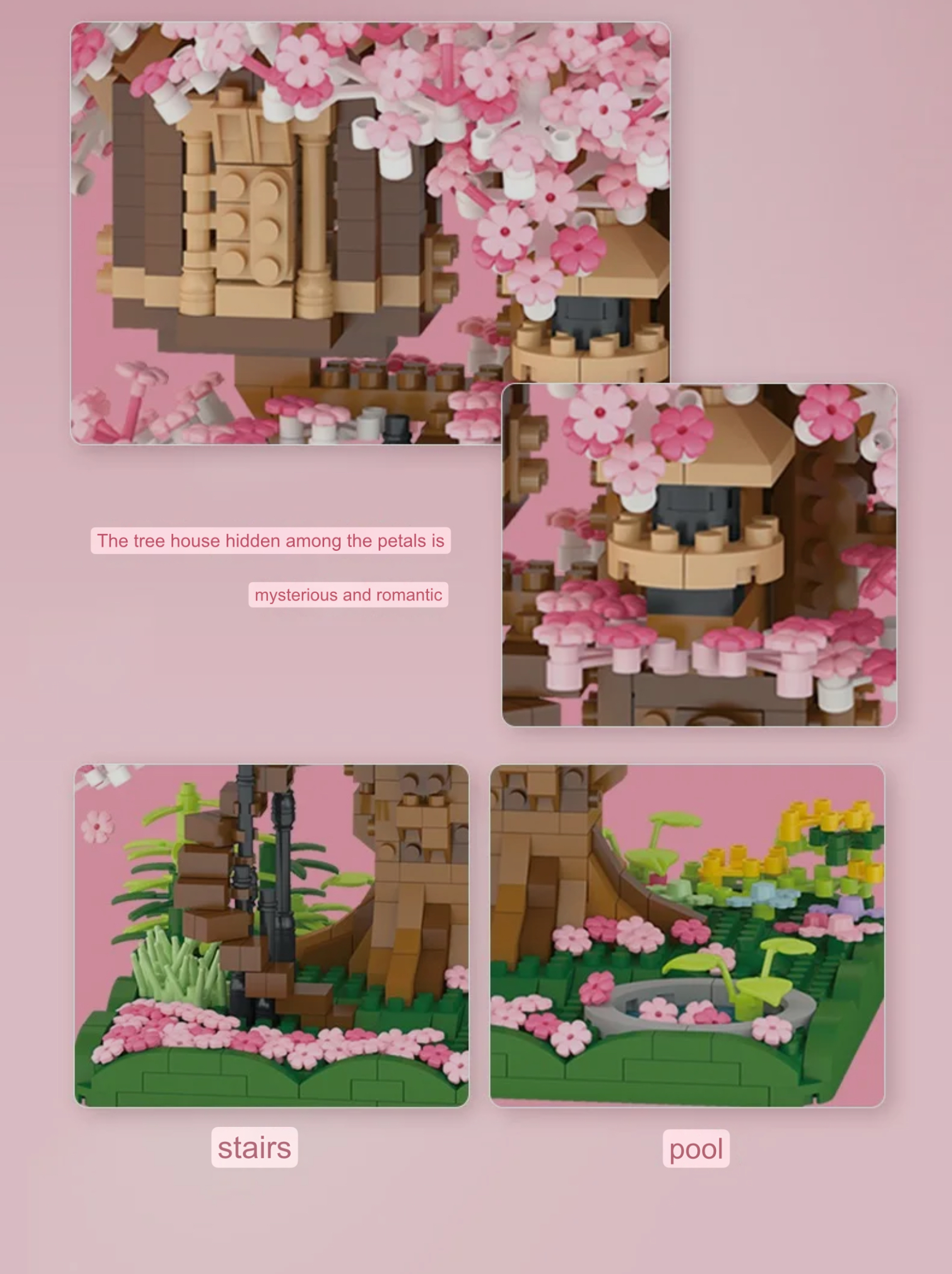 Mini Sakura Tree House  Japanese Bonsai Tree Building Set Adult DIY Building Model Pink Japan Souvenir Crafts Home Decoration Children's Toy Gifts