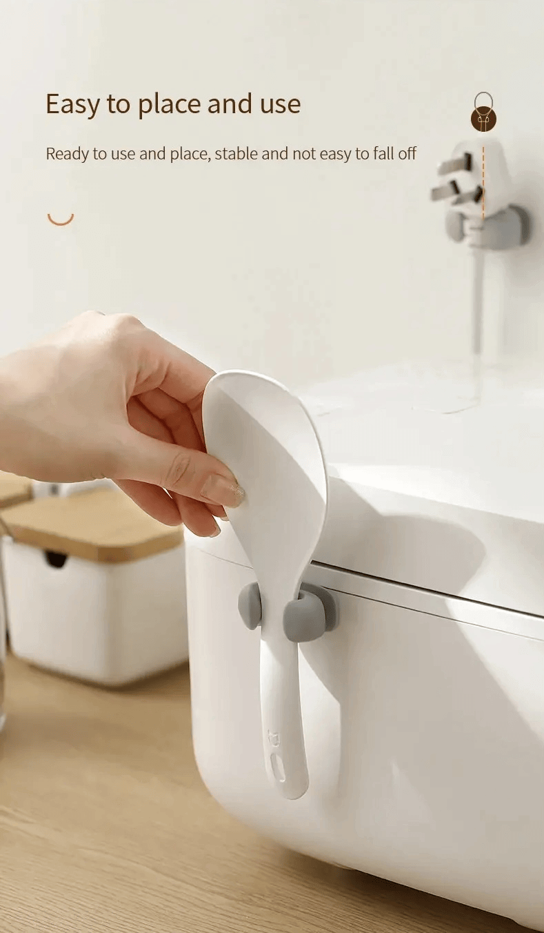 Rice Spoon Holder Silicone Storage Rack, Kitchen Wall-Mounted Cooker Spoon Shelf, Placement Racks, home decor holders in White