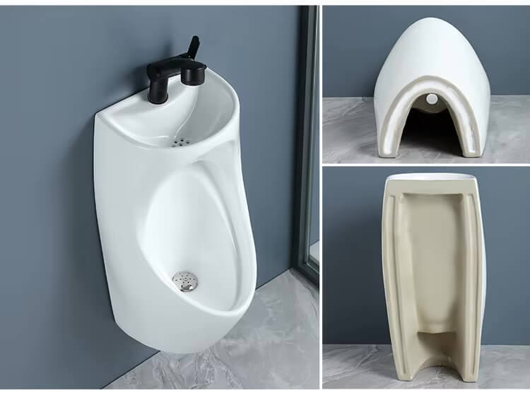 Integrated Ceramic Toilet with Washbasin  Household men's water-saving vertical wall mounted induction with washbasins sinks Bathroom toilets WC furniture hardware