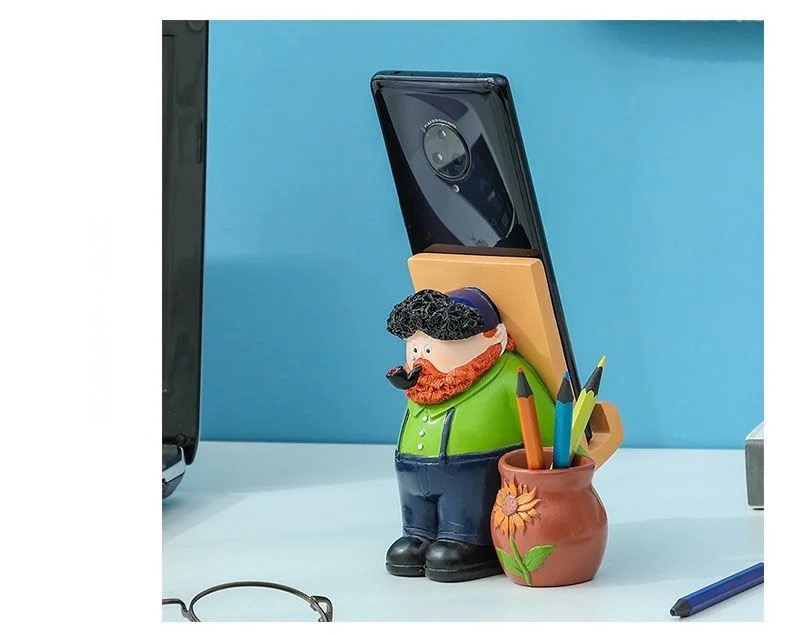 Phone Stand Pen Organizer  Storage Holder Desktop Decoration Teachers' Day Gift Cute Mobile Phone Holder Organizers Cellphone Mount Stands Van Gogh