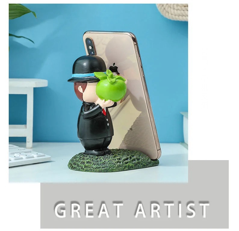 Phone Stand Pen Organizer René Magritt Storage Holder Desktop Decoration Teachers' Day Gift Cute Mobile Phone Holder Organizers Cellphone Mount Stands Son of Man