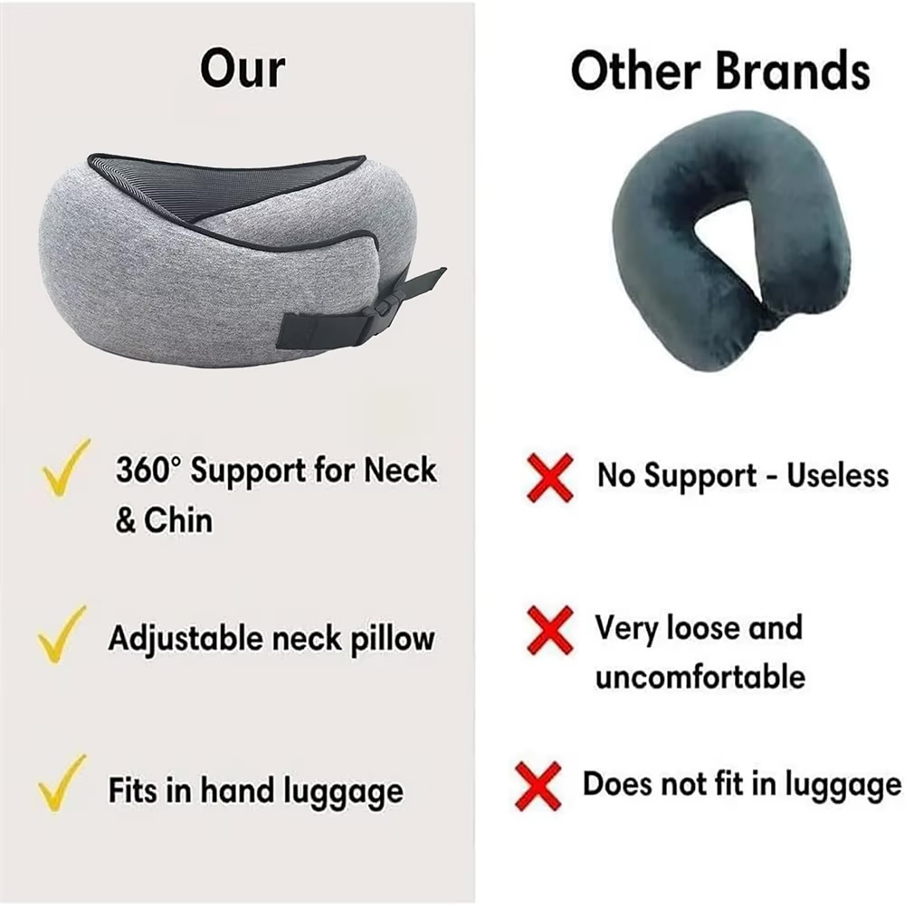 U-Shaped Neck Pillow    Adjustable velcro U-Shape memory foam car neck-support pillows train airplane travel pillows long-distance flight sleeping artifacts in black, navy blue, gray grey pink