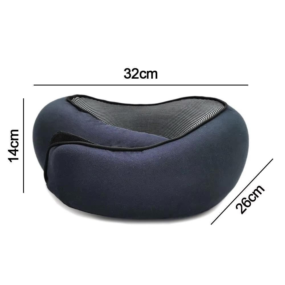 U-Shaped Neck Pillow    Adjustable velcro U-Shape memory foam car neck-support pillows train airplane travel pillows long-distance flight sleeping artifacts in navy blue size chart