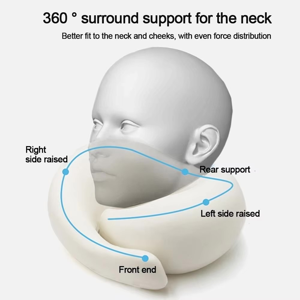 U-Shaped Neck Pillow    Adjustable velcro U-Shape memory foam car neck-support pillows train airplane travel pillows long-distance flight sleeping artifacts in black, dark navy blue, gray grey pink