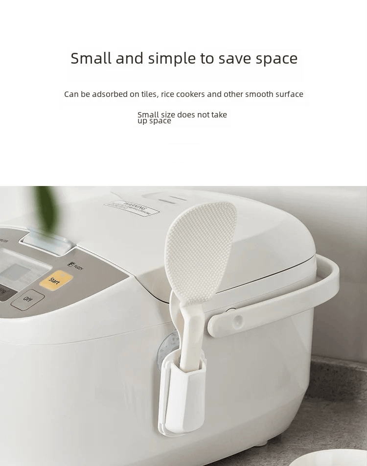 Japanese Style Seamless Suction Cup Rice Spoon Holder Kitchen Storage Rack Plastic Rice Spoon Organizers in white