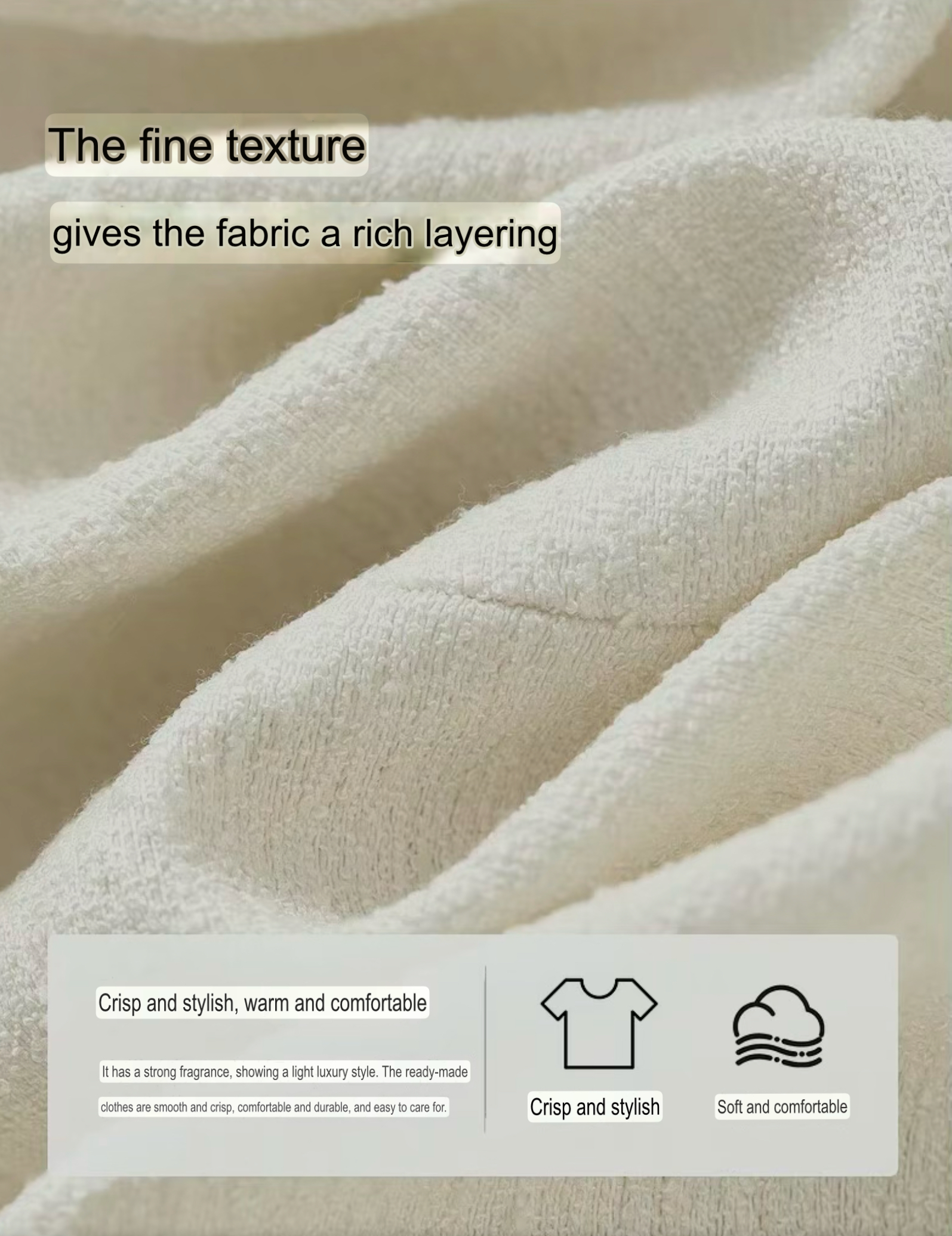 Texture Jacket      Women’s short straight long sleeves O-neck woven single breasted tape button-up close banded wide-waisted Jackets for woman in solid Apricot beige cream Korean Style outwear spring autumn womens cropped office lady wfh workwear commute Outerwear coats #143W55664