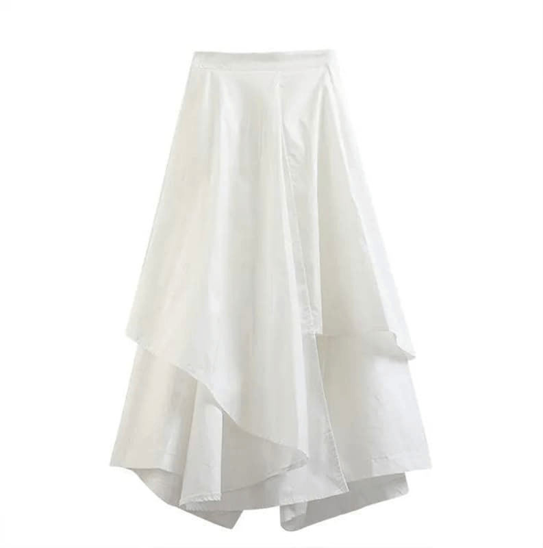 Gothic Irregular Midi Skirt  Women’s Y2K High Rise Waist Cargo Harajuku Vintage Punk Japanese Black Pleated Casual A-line women’s Plus size Japan Pleated Skirts for woman in white